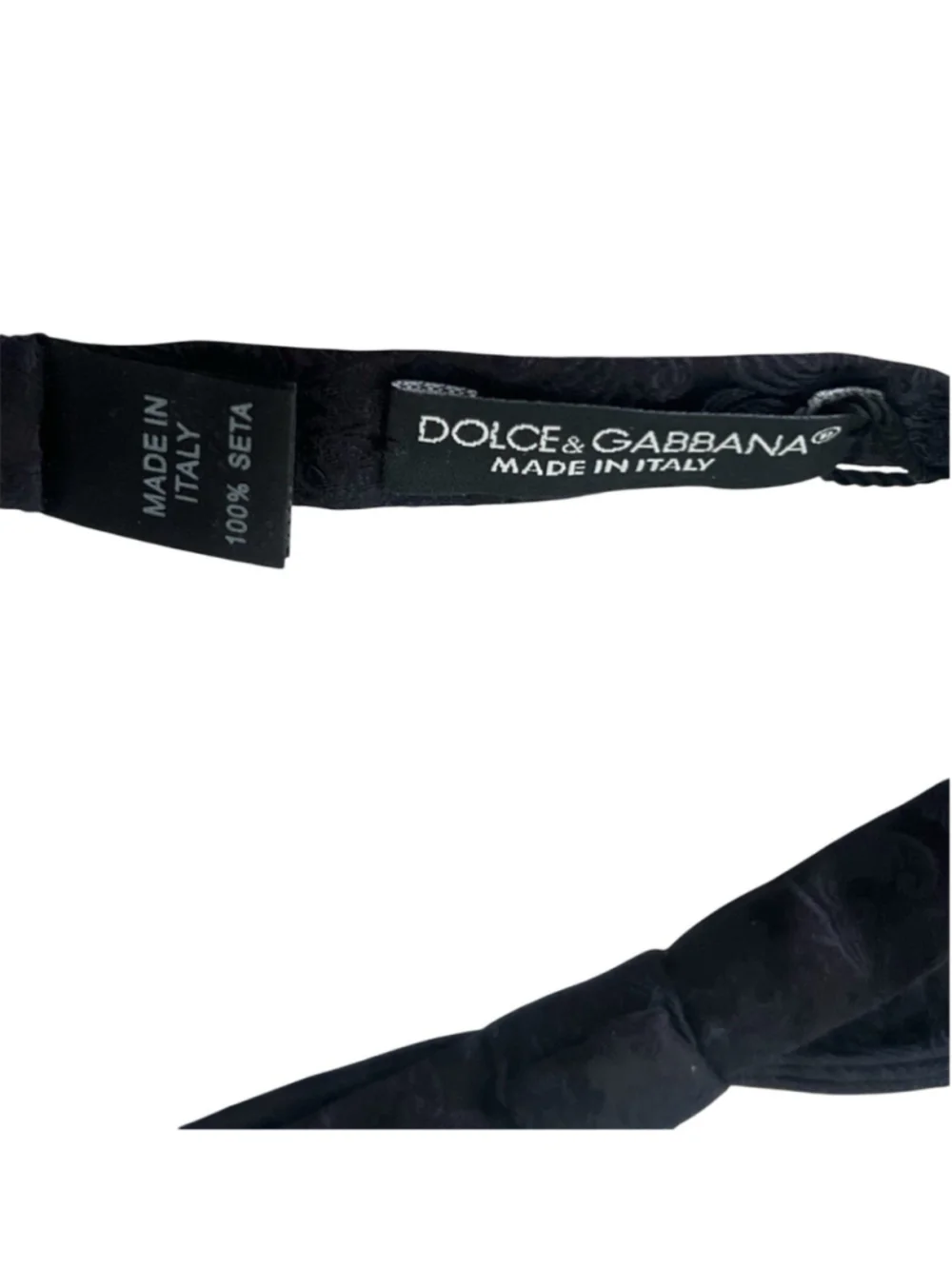 New Dolce & Gabbana Black Floral Jacquard Silk Bow Tie Adjustable Made In Italy